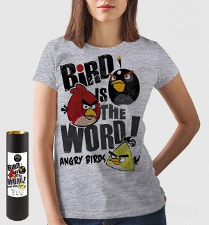 Женская футболка angry birds is the word, цвет серый меланж