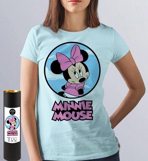 Женская футболка с логотипом minnie mouse, цвет голубой