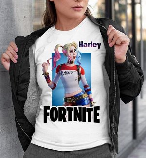 Женская футболка fortnite harley new, цвет белый