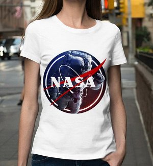 Женская футболка nasa с космонавтом, цвет белый