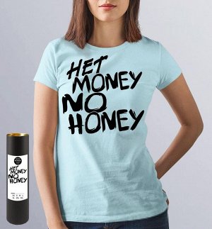 Женская прикольная футболка с надписью no money, цвет голубой