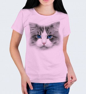 Женская футболка с кошечкой, цвет розовый