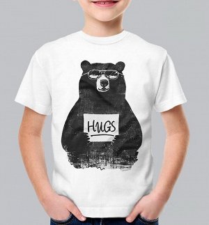 Детская футболка с надписью hugs, цвет белый