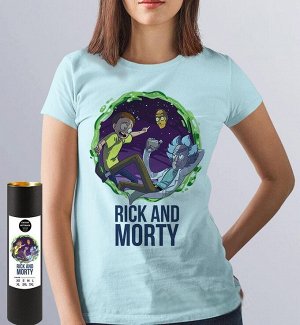 Женская футболка с принтом рик и морти rick and morty new, цвет голубой