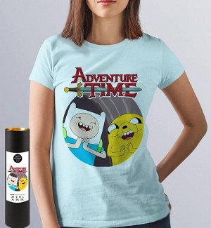 Женская футболка время приключений adventure time, цвет голубой