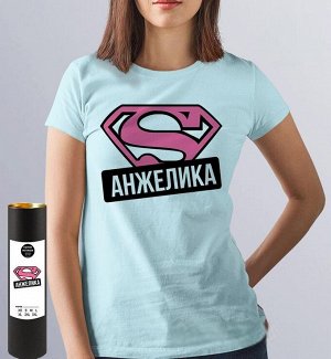 Женская футболка супер анжелика, цвет голубой