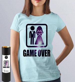 Женская футболка game over, цвет голубой