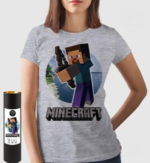 Женская футболка minecraft arrow, цвет серый меланж