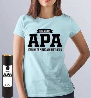 Женская футболка асоу apa академия социального управления ( принт по английски), цвет голубой