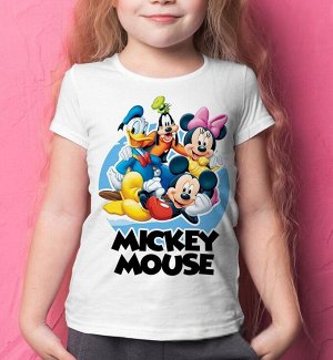 Детская футболка для девочки с логотипом микки маус герои диснея, цвет белый