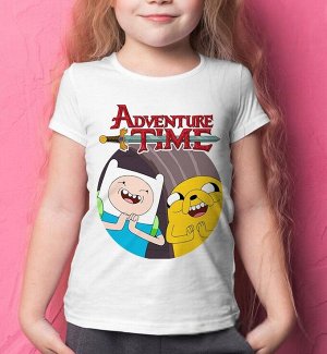 Детская футболка время приключений adventure time для девочек, цвет белый