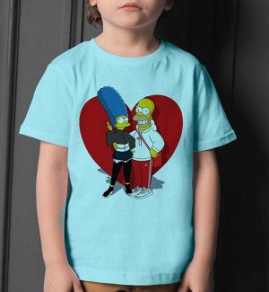 Детская футболка для девочки симпсоны гомер и мардж, цвет голубой