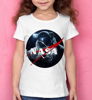 Детская футболка для девочки с логотипом nasa сosmonaut, цвет белый