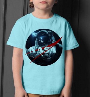 Детская футболка для девочки с логотипом nasa сosmonaut, цвет голубой