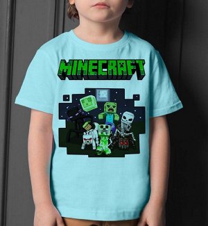 Детская футболка для девочки с героями minecraft new, цвет голубой