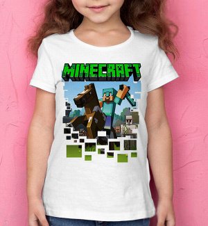Детская футболка для девочки с героями minecraft on a horse, цвет белый