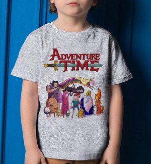 Детская футболка время приключений герои для девочек, цвет серый меланж