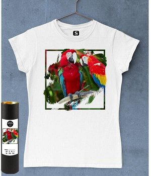 Женская футболка для девушки попугаи ара, цвет белый