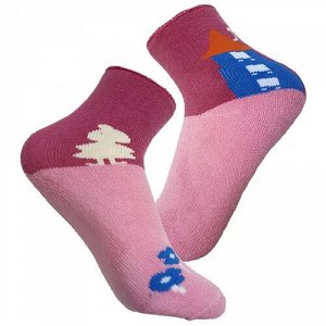 11441 Детские махровые носки из коллекции Великий сказочник "Муми-тролли Малышка Мю" р-р 4-6 лет (розовый с голубым цветочком, темно-розовый)