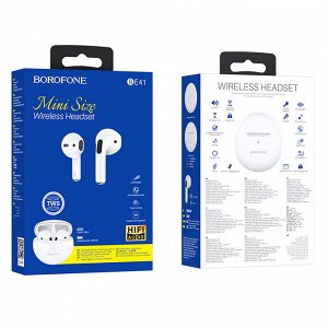 Наушники беспроводные BOROFONE BE41 Felice, Bluetooth, 180 мАч, белый
