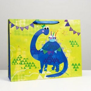 Пакет подарочный "Счастливый динозаврик" 50*40*15 см