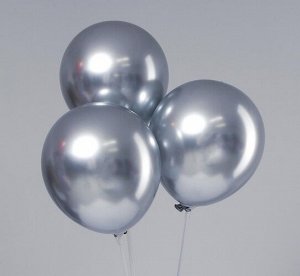 Набор воздушных шаров 12" 5 шт. металл. "Хром" цв. серебряный