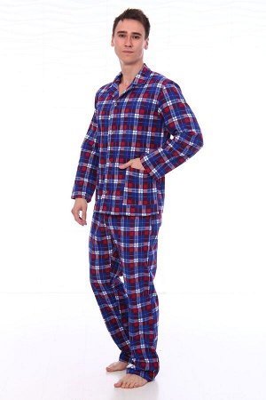 Пижама мужская,модель203,фланель (48 размер, Клетка, вид 1 )