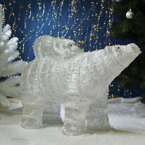 Фигура акрил. "Медведь с медвежонком" 80х30х60 см, 150 LED, 8 режимов, 220V, БЕЛЫЙ