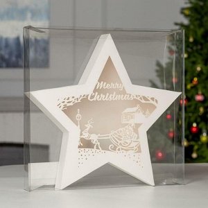 Фигура светодиодная из картона "Звезда. Merry Christmas", 30х30х4 см, ААА*2, 10LED, Т/БЕЛЫЙ 688618