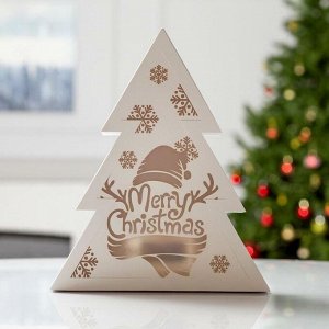 Фигура светодиодная из картона "Елка. Merry Christmas", 27х22.5х5 см, ААА*2, 10LED, Т/БЕЛЫЙ 688618