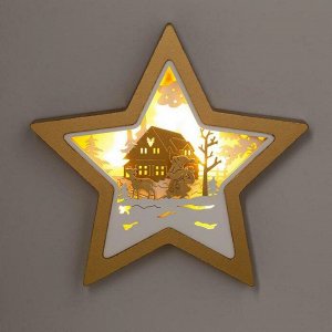 Фигура светодиодная из картона "Золотая звезда", 24х24х3, ААА*2, 6LED, Т/БЕЛЫЙ
