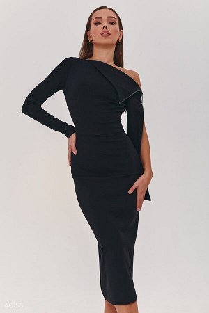Черное платье с молнией на рукаве