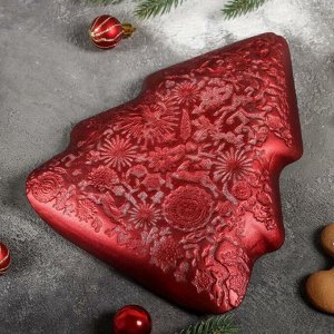 Блюдо сервировочное «Новогодняя ёлка», 24 см, цвет красный с белым
