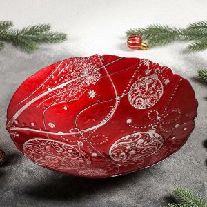 Блюдо сервировочное «Новогодние шары», d=30 см, цвет красный