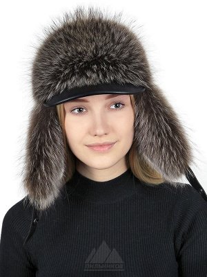 Женская шапка ушанка из енота с козырькомРуфина