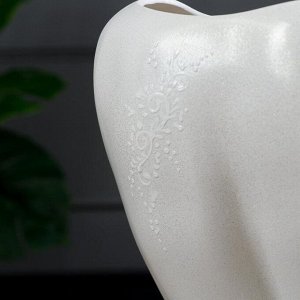 Ваза керамическая "Эталон", напольная, декоративная, акрил, белая с блёстками, 49 см