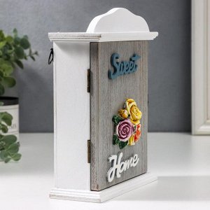 Ключница дерево 2 крючка "Три розы - Sweet home" 20,5х6х15 см