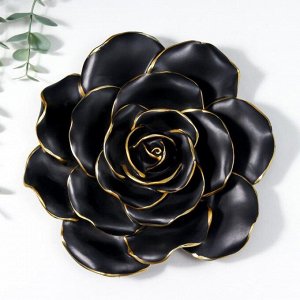 Сувенир полистоун панно "Чёрная королевская роза" с золотом 20х19х6 см