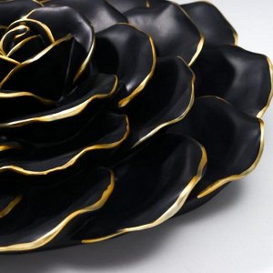 Сувенир полистоун панно "Чёрный королевский пион" с золотом 32х32х8 см