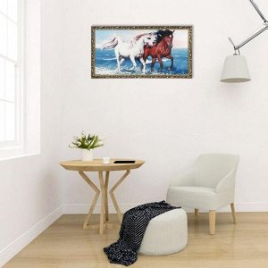Гобеленовая картина "Кони на прогулке"  63*123 см рамка микс