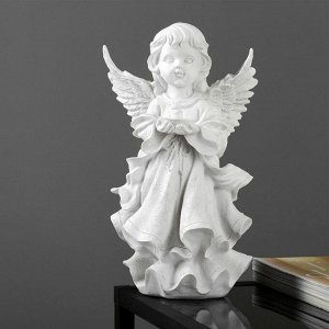 Фигура "Ангел со свечей" 17х30см белый