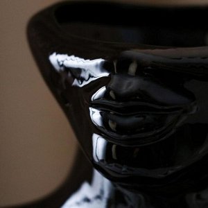Ваза керамическая "Тело женщины", настольная, чёрная глянцевая, 26 см