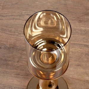 Подсвечник металл, стекло на 1 свечу "Илай" золото 36х12х12 см
