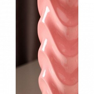 Ваза керамическая "Волна", настольная, розовая, 40 см