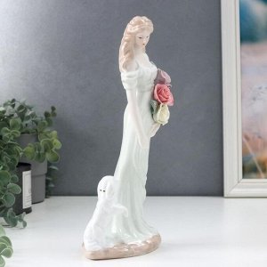 Сувенир керамика "Клара с розами и щенком" 30х12х8 см