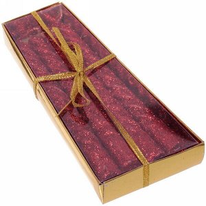 Свечи витые "Звездный блеск" 4шт 15см цвет красный, в подарочной коробке