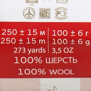 Пряжа "Деревенская" 100% шерсть 250м/100гр (88-Красный мак)