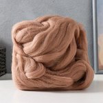 Гребенная лента 100% полутонкая шерсть 100гр (431 бежевый меланж)