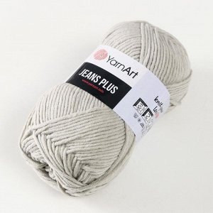 Пряжа для вязания спицами, крючком YarnArt, Jeans plus, 55% хлопок, 45% акрил, 160 м/100 г, (49 серый)