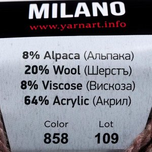 Пряжа "Milano" 8%альпака, 20%шерсть, 8%вискоза, 64%акрил 130м/50гр (858)